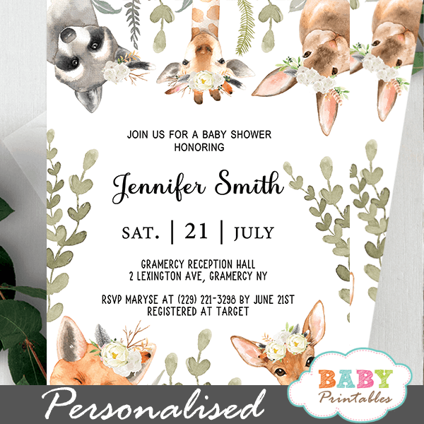 Woodland baby best sale girl shower invitations