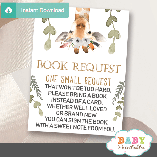 gender neutral woodland book request cards white flowers greenery