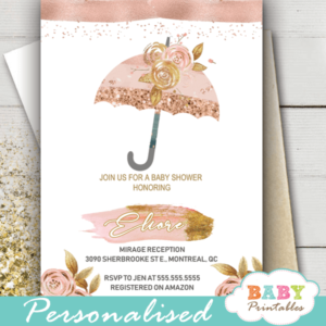 rustic rose gold baby shower invitations girl