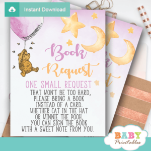 Girl Winnie The Pooh Book Request Cards