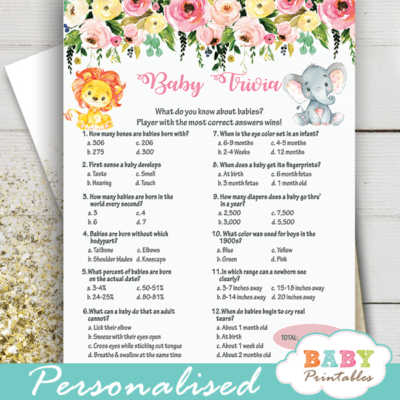 Pink Floral Jungle Animals Baby Shower Invitations – D133P - Baby ...