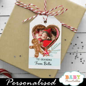Gingerbread Christmas Gift Tags with Photo holiday labels