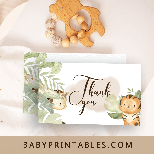 Jungle Theme Safari Baby Shower thank you cards