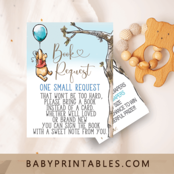 Classic Winnie The Pooh Book Request Cards, Blue Balloon – D294 - Baby ...