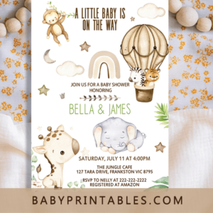 Jungle Nursery Boho Safari Baby Shower Invitations gender neutral