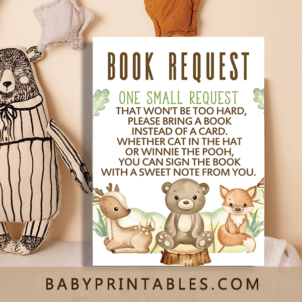 forest animals woodland book request cards