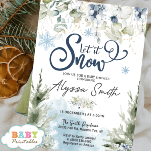 Let it Snow Winter Baby Shower Invites gender neutral boy girl