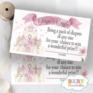Floral Castle Pink Princess Baby Shower diaper raffle tickets girl theme ideas