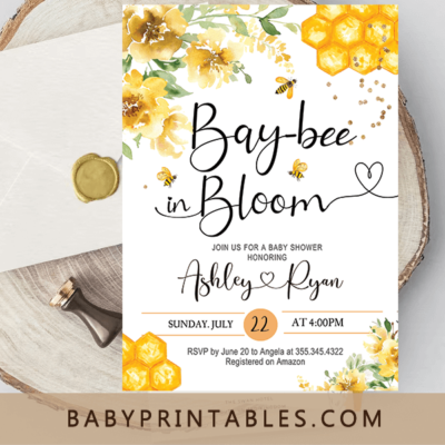 Buzz bumble bee baby shower invitation theme