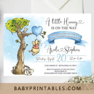 Winnie the Pooh balloon tree invitations