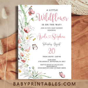 boho little Wildflower Baby Shower Invitations