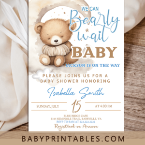Vintage Teddy Bear We Can Bearly Wait Shower Invites