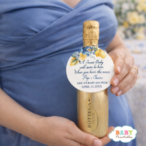 ready to pop lemon baby shower bottle favor tags printable blue lemon baby shower mini champagne bottle labels template baby shower pop and cheer favor tags instant download printable citrus theme baby shower bottle labels ready to pop favors elegant baby shower champagne bottle tags blue floral lemon