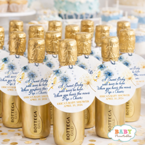 elegant baby shower bottle favors blue and gold ready to pop baby shower mini champagne favors personalized baby shower prosecco bottle tags luxury baby shower table decor boy theme mini champagne bottle baby shower favors with tag blue gold baby shower favor ideas elegant theme custom baby shower bottle labels ready to pop classy baby shower decor with champagne bottles baby shower favors for guests luxury style elegant pregnant woman baby shower inspiration baby shower centerpiece bottle ideas blue gold custom baby shower favor tags printable round chic baby shower table styling ideas boy shower baby shower welcome table decor champagne favors