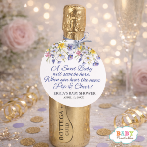 baby shower drink tags printable elegant floral baby shower favors pop and cheer baby shower theme decor baby shower favor tags for mini bottles ready to pop baby sprinkle decorations printable baby shower favor labels floral champagne bottle tags baby shower printable