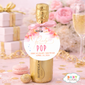 ready to pop baby shower mini champagne favor tag blush baby shower decor elegant baby shower favors printable favor tag baby baby shower bottle label baby shower party favors pink floral baby shower tag champagne favor baby shower baby shower keepsake tag