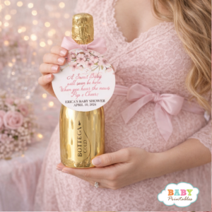 ready to pop baby shower mini champagne favor tag blush baby shower decor elegant baby shower favors printable favor tag baby baby shower bottle label baby shower party favors pink floral baby shower tag champagne favor baby shower baby shower keepsake tag