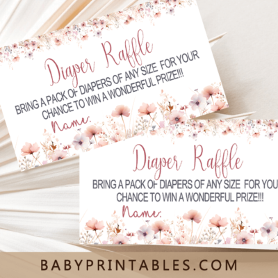baby in bloom diaper raffle tickets pink blush flowers