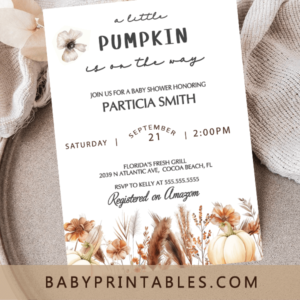 1-Autumn Pumpkin Floral Baby shower invite