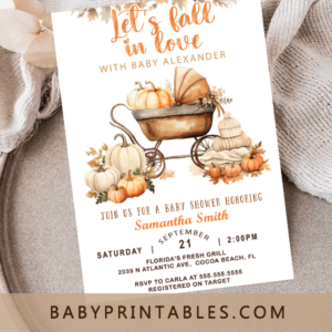 little pumpkin fall baby shower invitation