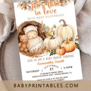 little pumpkin fall baby shower invitation