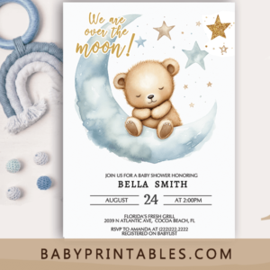 Blue Twinkle Little Star Baby Shower Invite