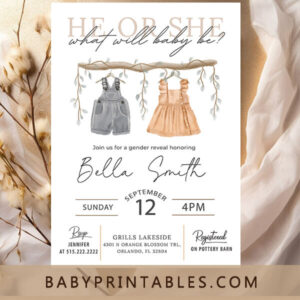 clothesline boho baby shower invitation greenery