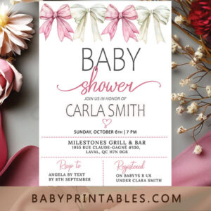 Elegant Pink Coquette Baby Shower Invite, Minimalist Baby Shower