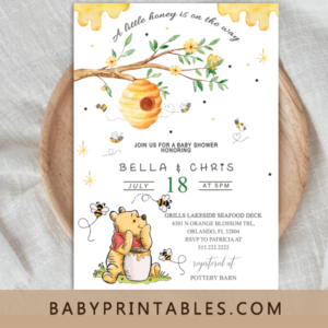 A little Honey is on the way Pooh Baby Shower Invite