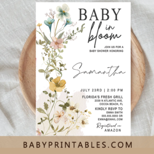 Baby in bloom shower invitation