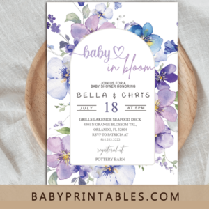 Purple Arch Baby in Bloom Shower Invitation