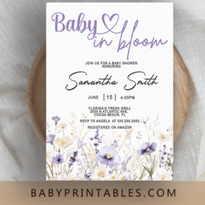 Purple Meadow Wildflower Spring Baby shower invite