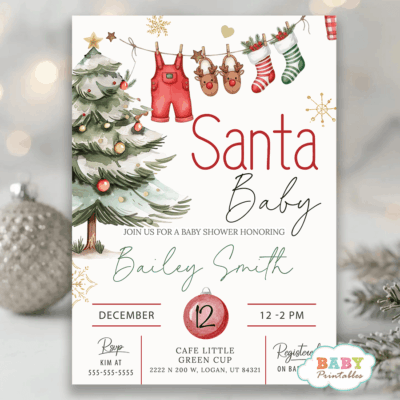 Santa baby baby shower invite