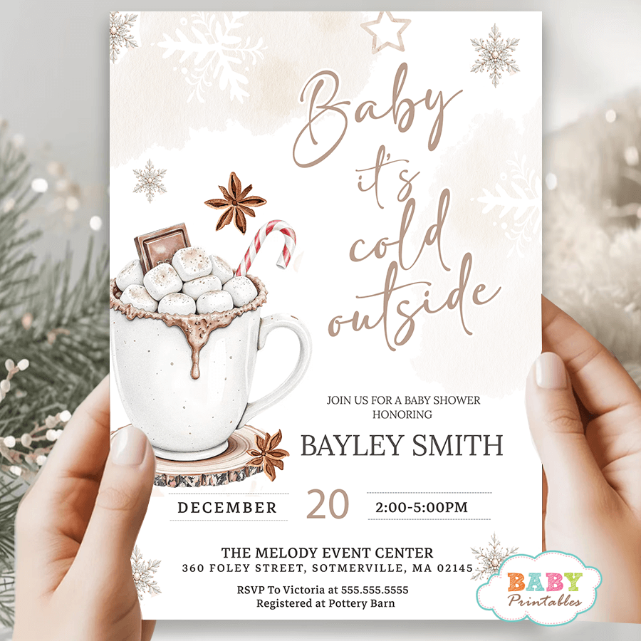 winter baby shower • neutral baby shower invite • white Christmas tree invitation • snowflake baby shower • holiday baby shower décor • elegant winter theme