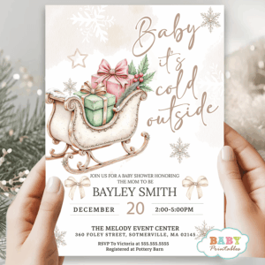 winter baby shower invitation, snow globe invitation, baby it’s cold outside invite, beige and white baby shower, Christmas baby shower, gender neutral baby shower, winter wonderland theme