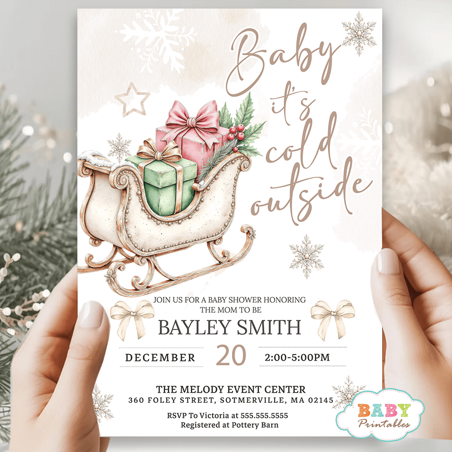 winter baby shower invitation, snow globe invitation, baby it’s cold outside invite, beige and white baby shower, Christmas baby shower, gender neutral baby shower, winter wonderland theme