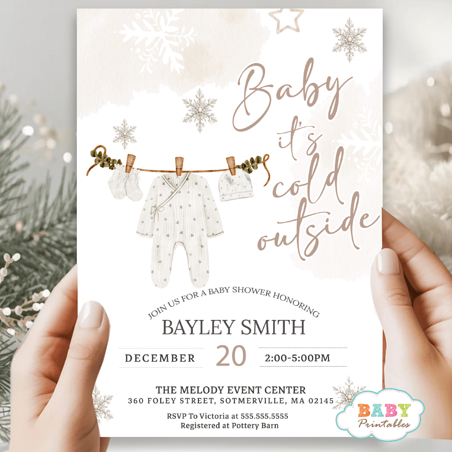 Christmas baby shower invitation - Winter baby shower invitation-Christmas themed baby shower invitation
