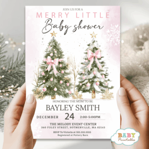 coquette bow baby shower invite - pink bow baby shower invitation