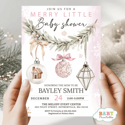 hristmas tree baby shower invitation winter baby shower invitation snowy baby shower invite holiday baby shower invitation festive baby shower printable