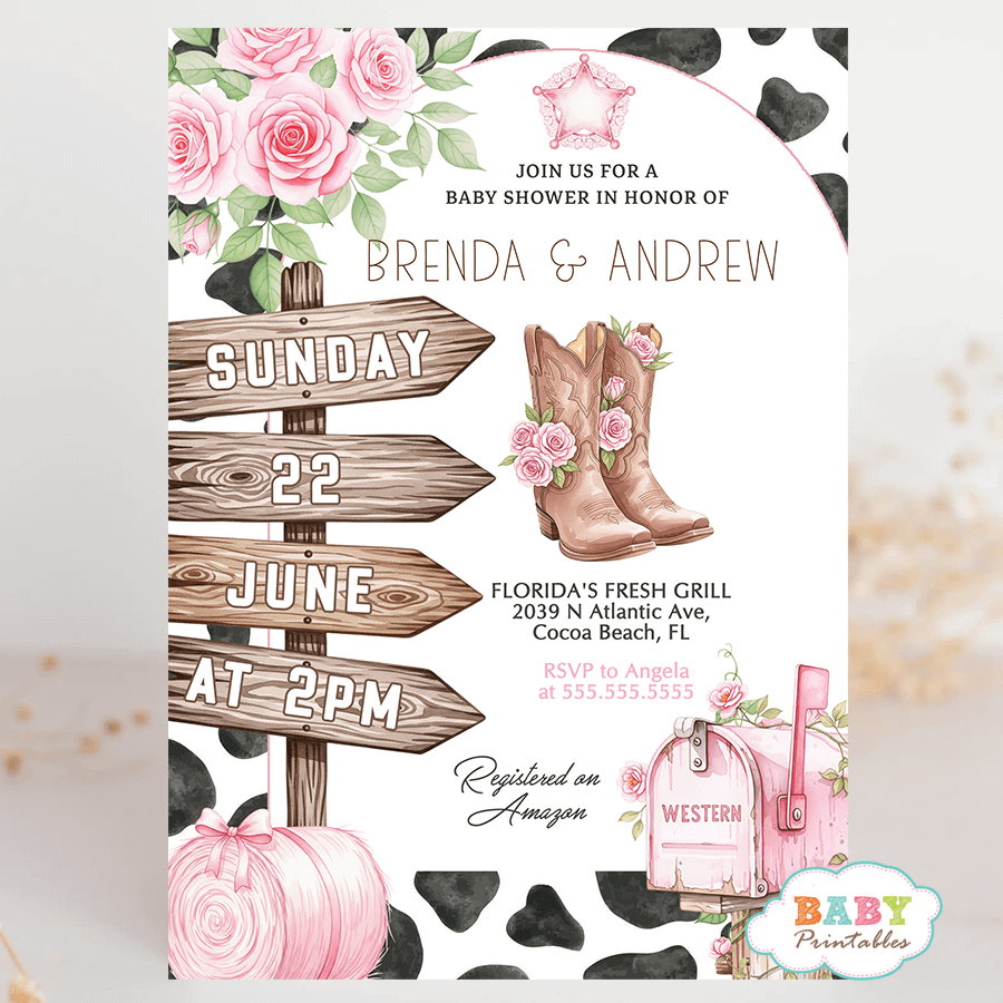 pink western baby shower