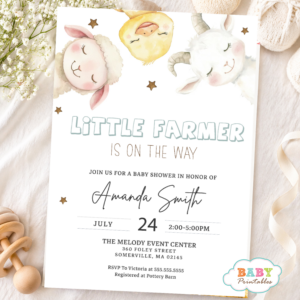 Farm Baby Shower Invitation, Little Farmer Baby Shower Invite, Red Truck Baby Shower, Farm Animals Baby Shower Printable, Barnyard Baby Shower Invite
