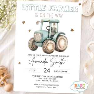 Farm Baby Shower Invitation, Little Farmer Baby Shower Invite, Red Truck Baby Shower, Farm Animals Baby Shower Printable, Barnyard Baby Shower Invite