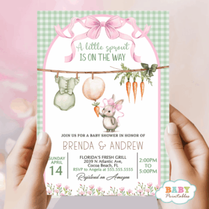 baby girl shower baby shower invite little sprout invite bunny baby shower spring baby shower floral baby shower garden baby shower pink baby shower girl baby shower rustic baby shower printable invite
