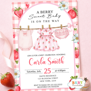 Berry Sweet Baby Shower Strawberry Theme Baby Shower Summer Baby Shower Party Girl Baby Shower Invitation Garden Party Baby Shower