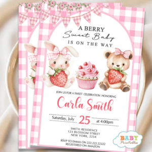 Berry Sweet Baby Shower Strawberry Theme Baby Shower Summer Baby Shower Party Girl Baby Shower Invitation Garden Party Baby Shower