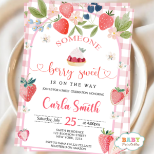 Berry Sweet Baby Shower Strawberry Theme Baby Shower Summer Baby Shower Party Girl Baby Shower Invitation Garden Party Baby Shower