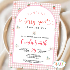 Berry Sweet Baby Shower Strawberry Theme Baby Shower Summer Baby Shower Party Girl Baby Shower Invitation Garden Party Baby Shower