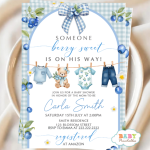 blueberry baby shower blueberry invitation blueberry baby invite blueberry shower theme blueberry party invite blueberry baby girl blueberry baby boy little blueberry baby baby shower invite baby shower printable printable baby invite fruit baby shower summer baby shower