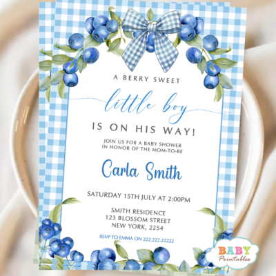 blueberry baby shower blueberry invitation blueberry baby invite blueberry shower theme blueberry party invite blueberry baby girl blueberry baby boy little blueberry baby baby shower invite baby shower printable printable baby invite fruit baby shower summer baby shower